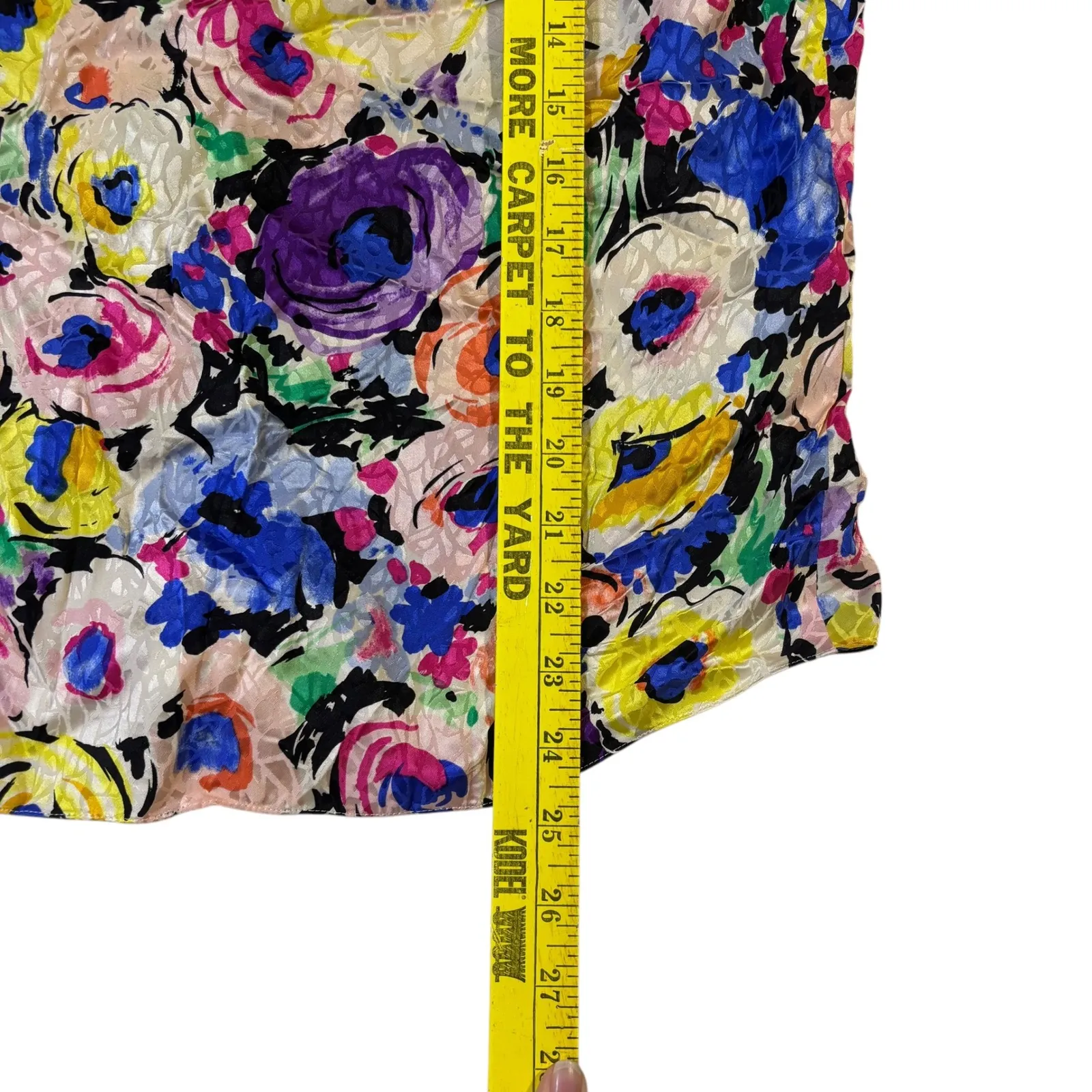 Adrianna‎ Papell Floral 100% Silk Blouse Button Down Long Sleeve Multicolor 6 - Image 8