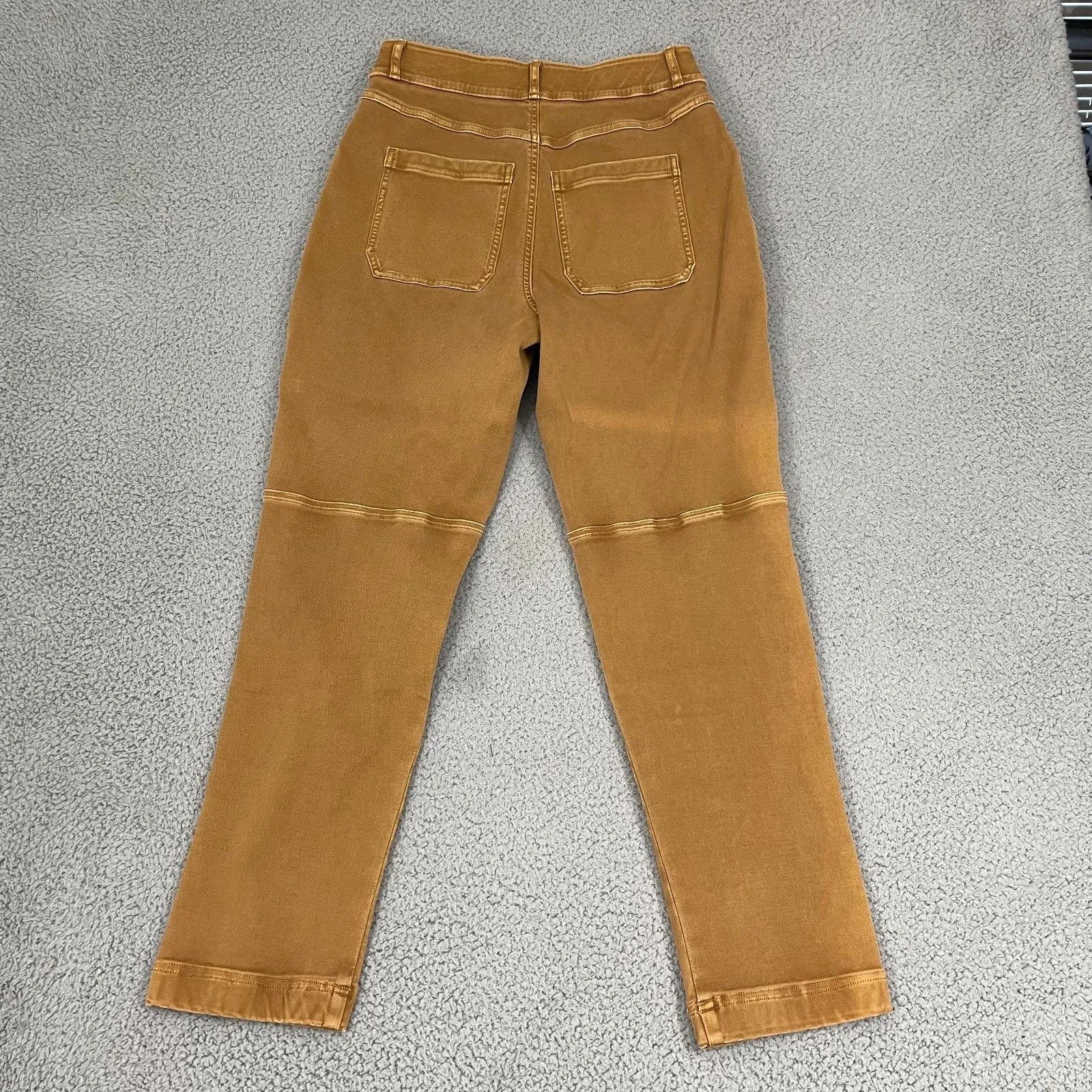 Spanx Twill Straight leg Pants Women M Acorn Brown Pull On Stretch - Image 6