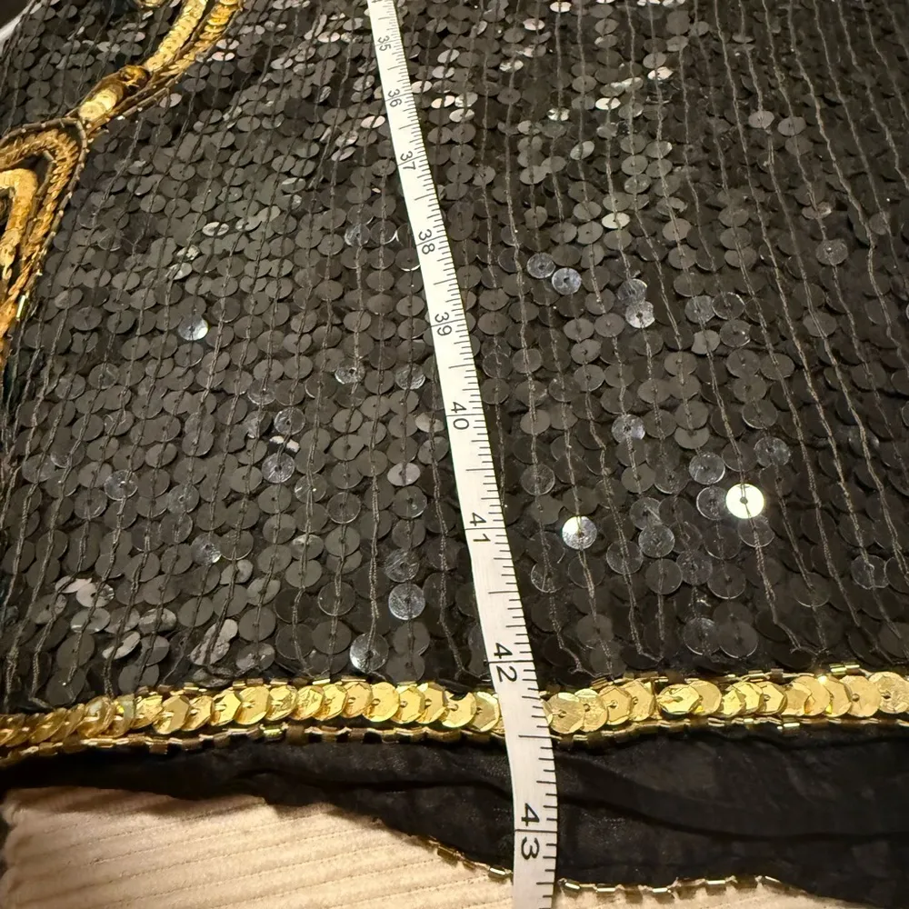 Vintage Elegant Black and Gold Sequin Dress Size undefined - Image 4