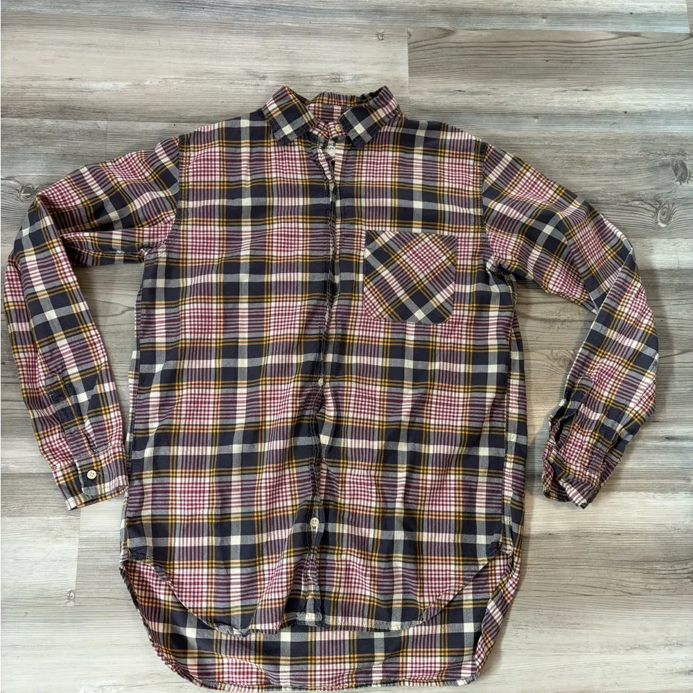 Denim & Supply Ralph Lauren, Hi-Low,RL Boyfriend, button down plaid shirt - Image 4