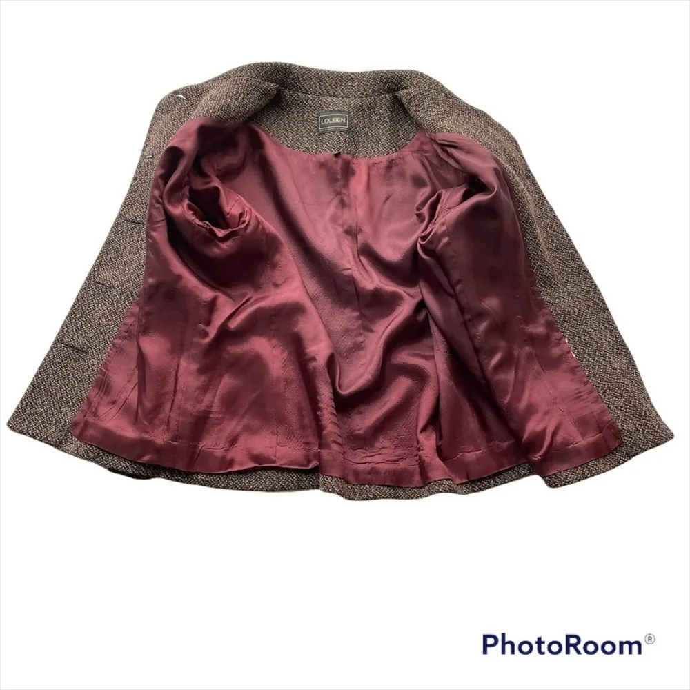 Louben Blazer Jacket Brown Size 10 Tweed business Preppy workwear - Image 7