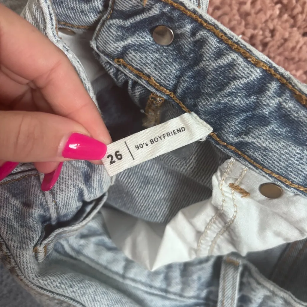 Pacsun 90s Boyfriend Jeans Womens 27 (actual 25x29) Blue Denim Distressed Zip - Image 6