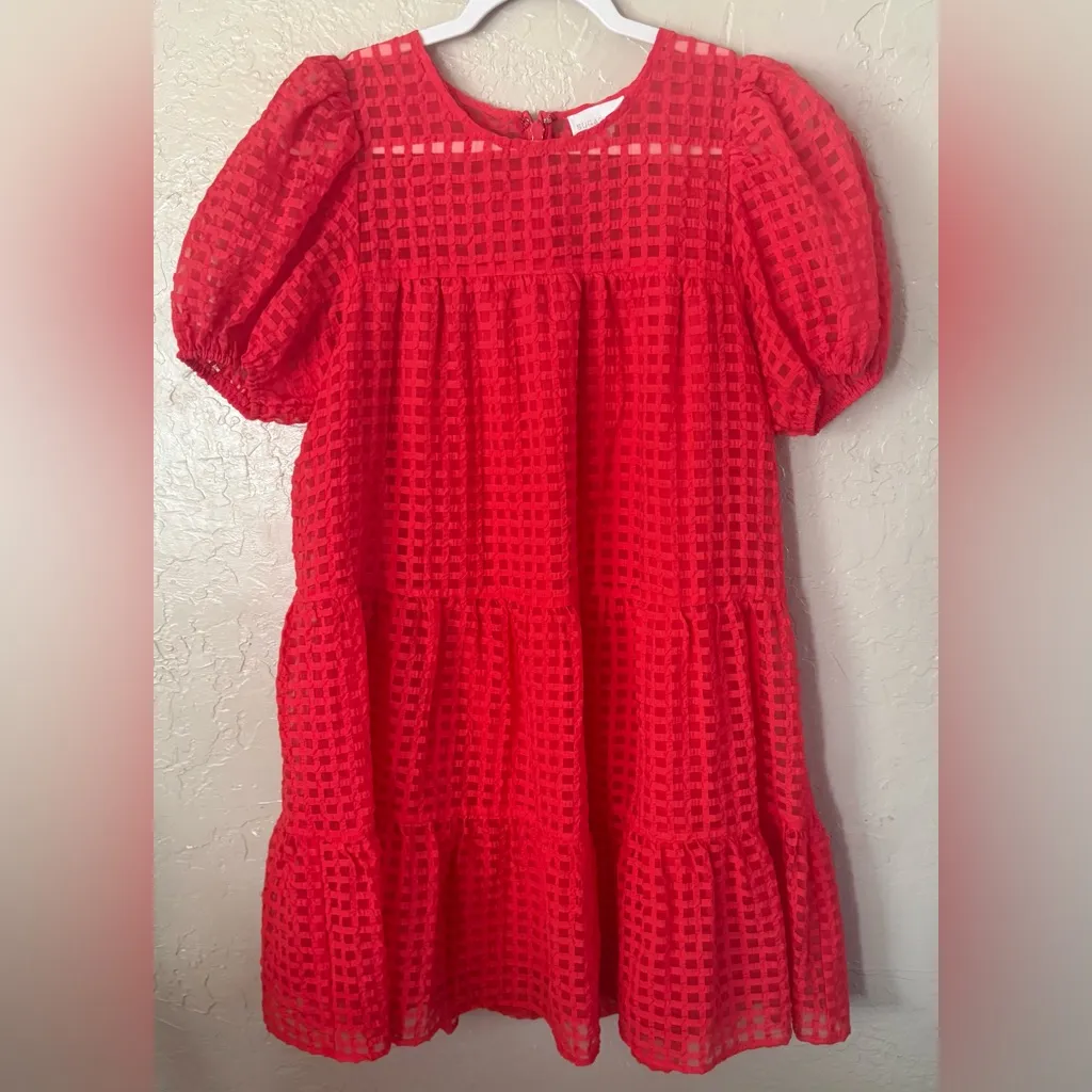 Sugarlips Nest Organza Red Puff Sleeve Tiered Mini Dress Size Small S - Image 2