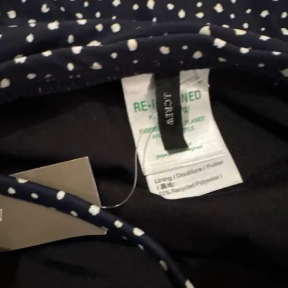 J. Crew Ruched Bandeau One-Piece‎ Swimsuit in Navy & White Polka Dot Sz 24 NEW - Image 5