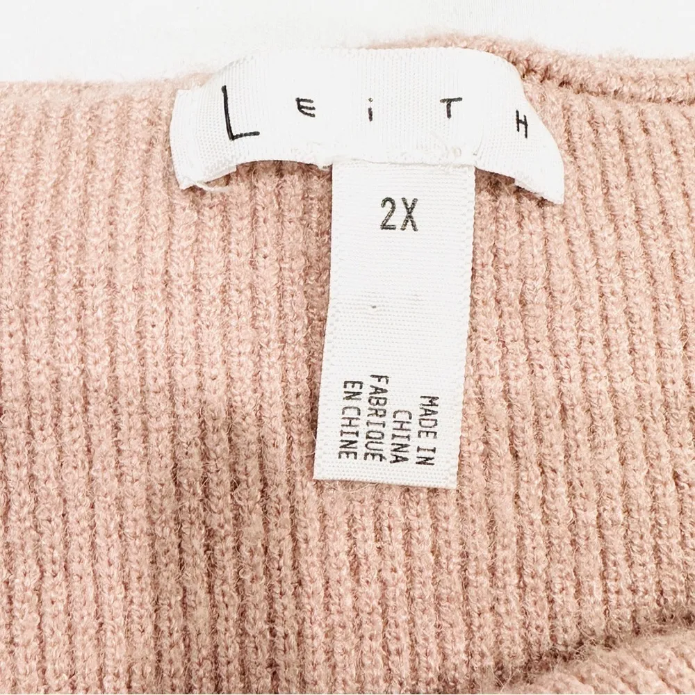 Leith  Dusty Pink Cowl Turtle Neck Ribbed Pullover Sweater - Image 4