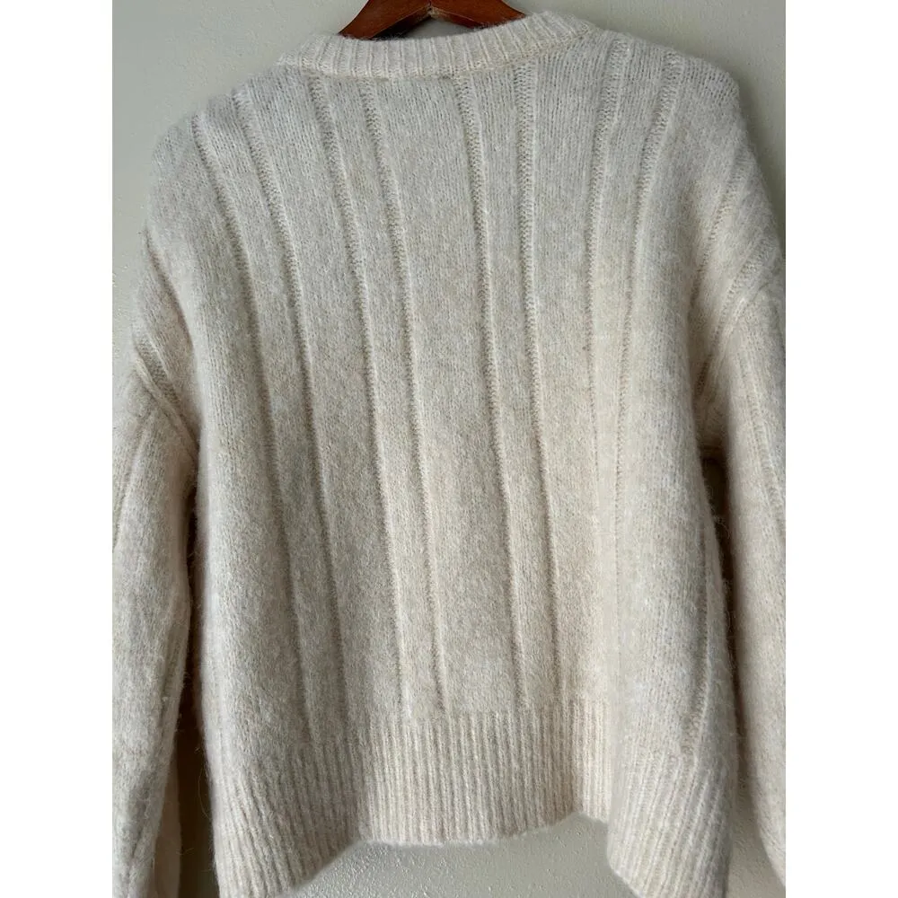 Cream Lace Inlay Sweater Size Small - Image 9