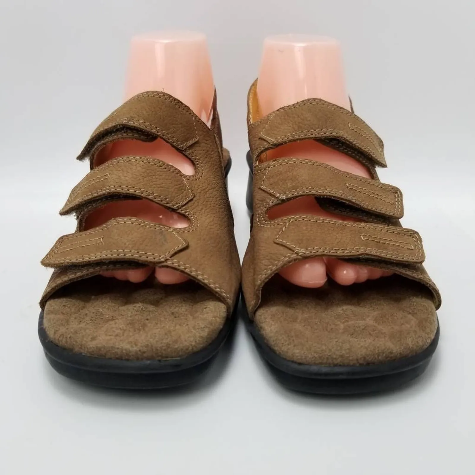 Red Cross Shoes Ultrasoft Womens Slingback Sandals Brown Leather Buckle 10 W - Image 7