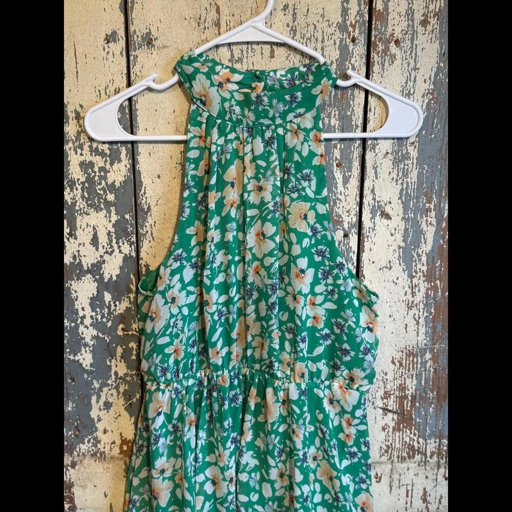 NWT Sienna Sky Green Floral Halter Neck Dress size Medium - Image 2