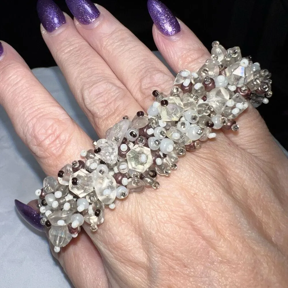 Vintage Cluster Beaded Loop Closure Bracelet Purple - Image 4