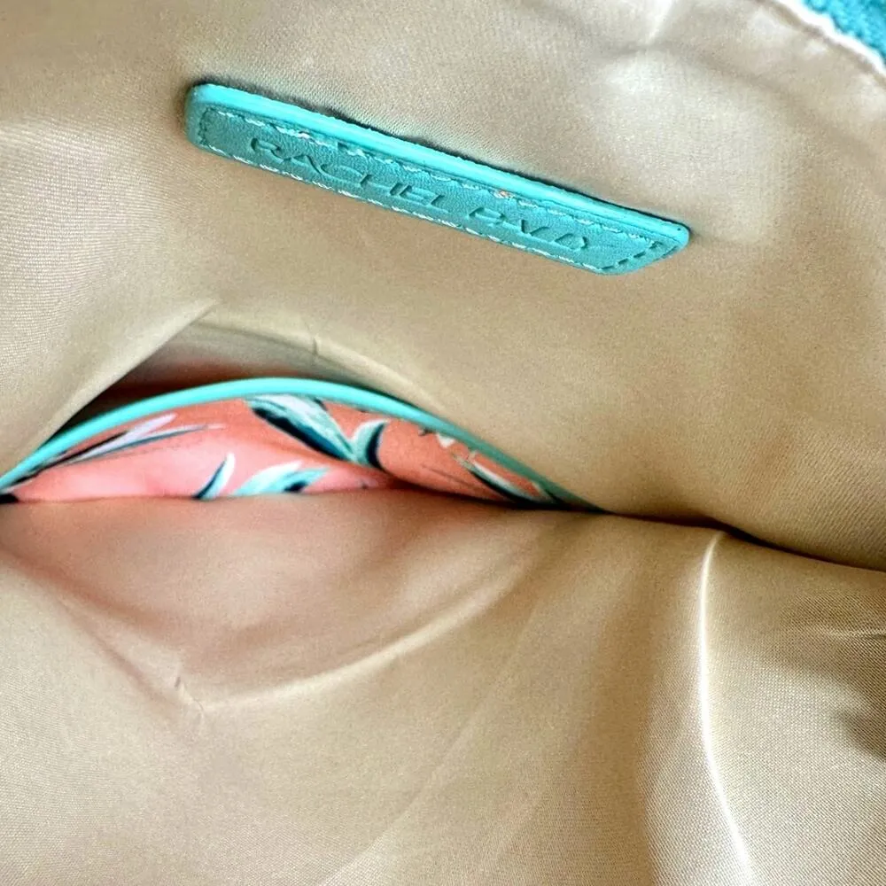 Rachel Pally Reversible Clutch Mint/Coral Tropical Floral Print Fold Over Bag - Image 5