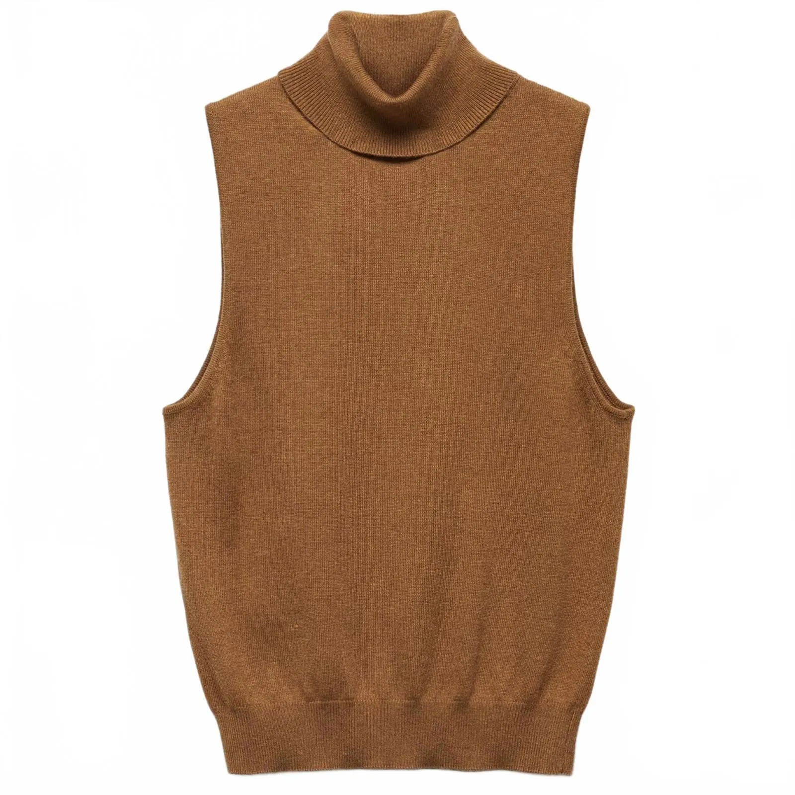 Mango Wool Blend Turtleneck Knitted Top Sweater Caramel Brown NWT Size 1XL - Image 3