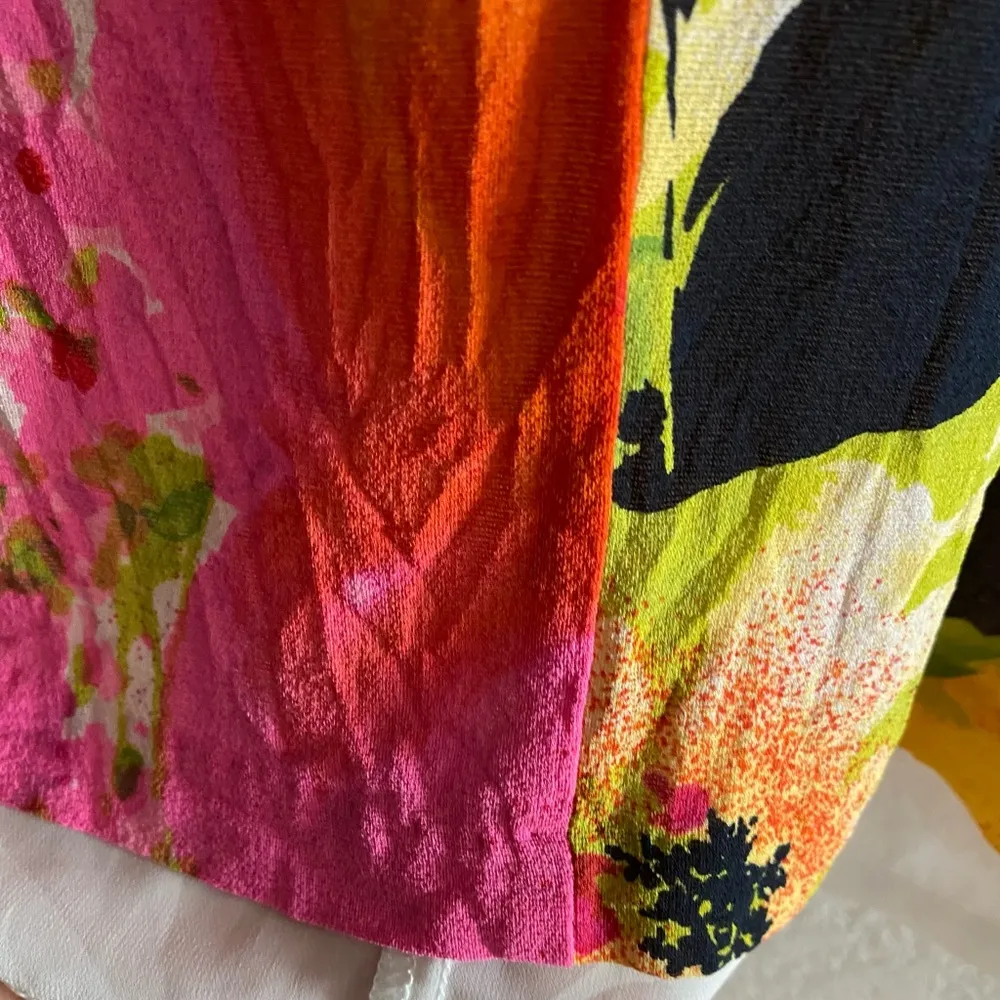 Trina Turk Sheer Whimsical Colorful floral silk Sleeveless Shift dress size 0 - Image 6