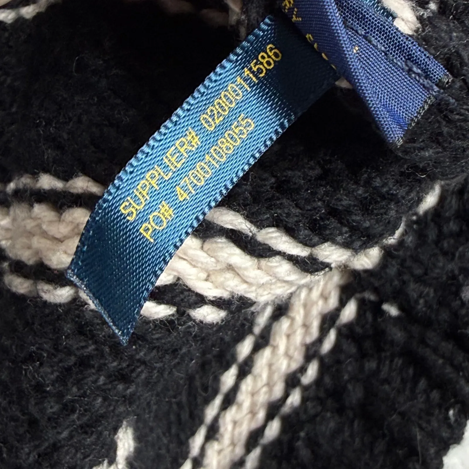 Polo Ralph Lauren Striped Crew Neck Sweater Knit Size L Black Cream Cotton Blend - Image 8