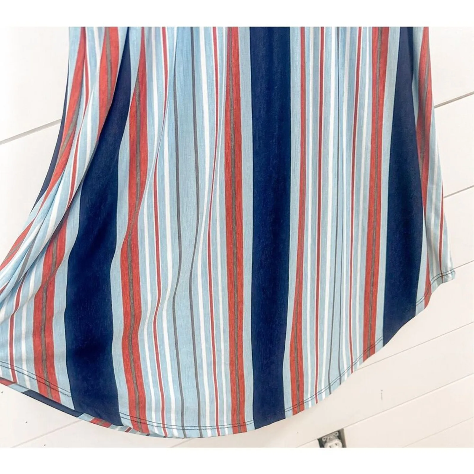 New Eloges Women's Sleeveless Striped Knit Pullover Tank Dress Multicolor Small Blue - Image 4