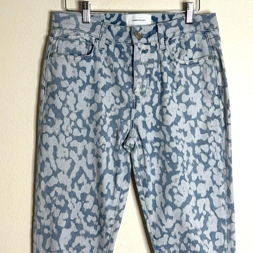 Current Elliot High Rise Bleach Leopard Print Two-Tone Jeans size 27 - Image 3
