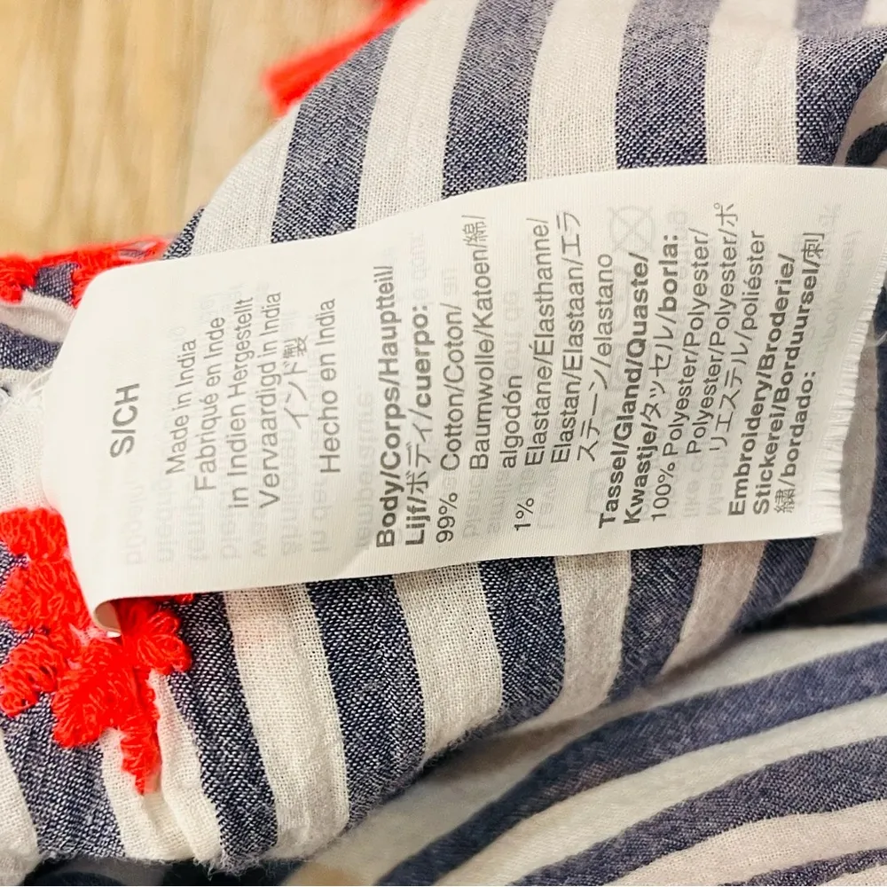 J. Crew embroidered tassels swimwear cover up dress tunic size small blu… - Image 5