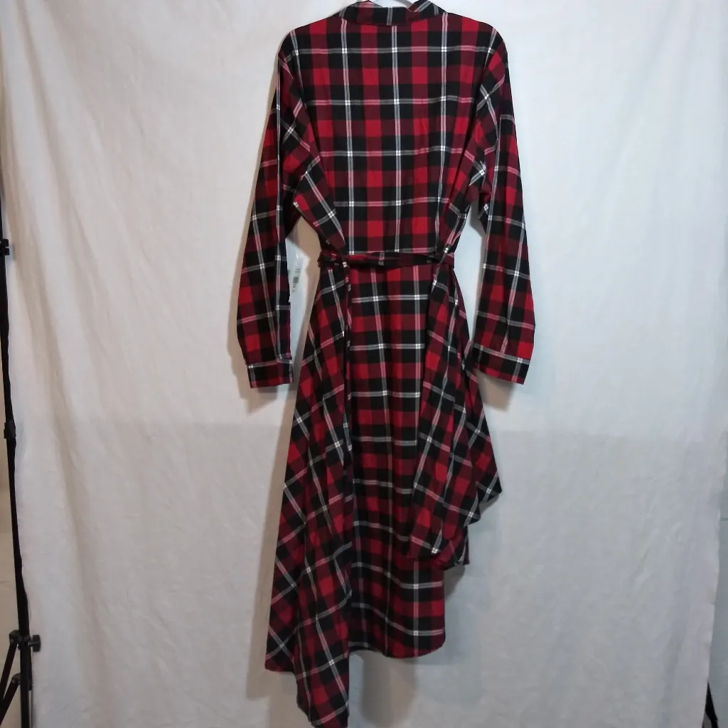 Fashion To Figure Brunetta Red Plaid Long Sleeve Asymmetrical Peplum Top Sz 2X - Image 10