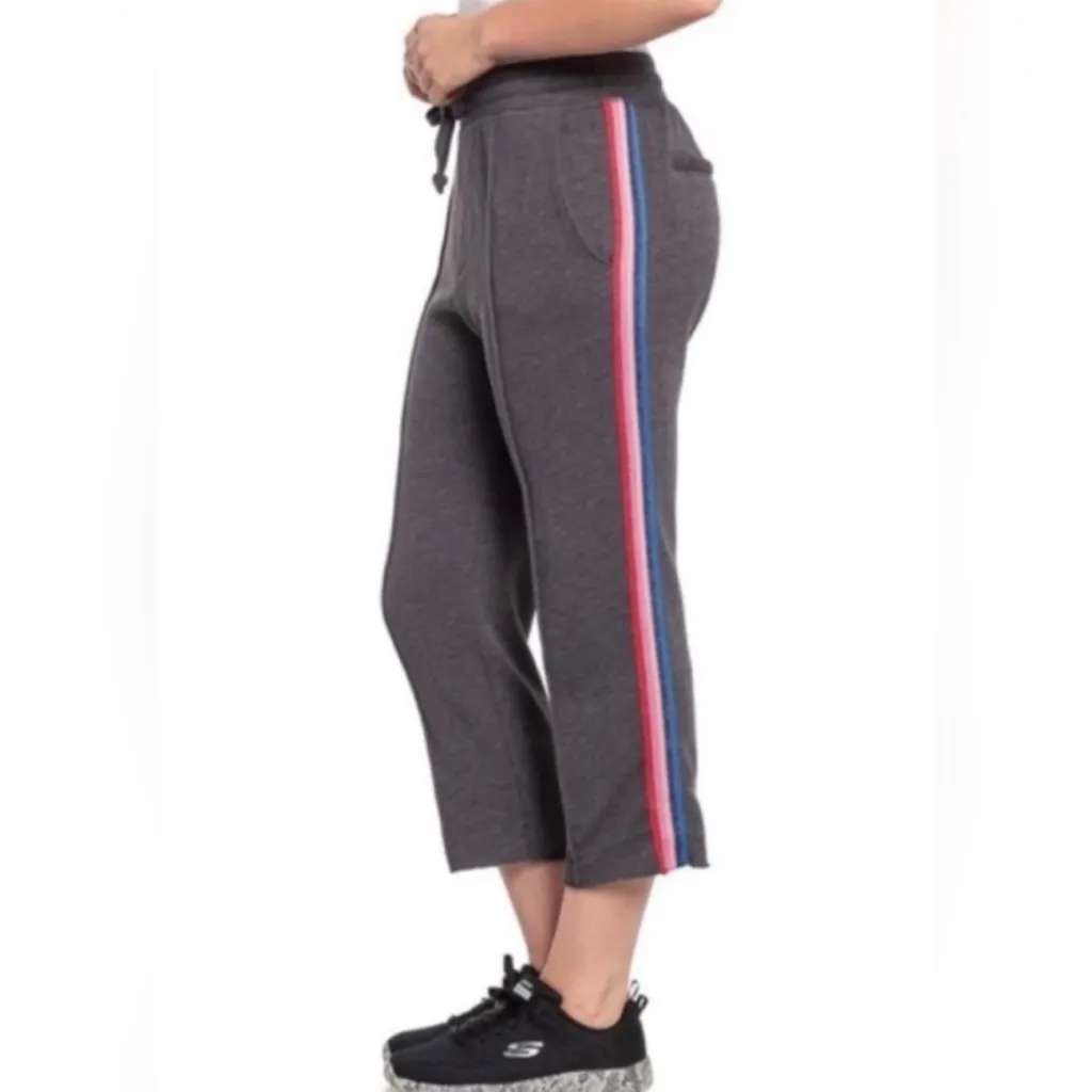 Spiritual Gangster Cropped Striped Leggings Women’s Grey Size Small - Image 3