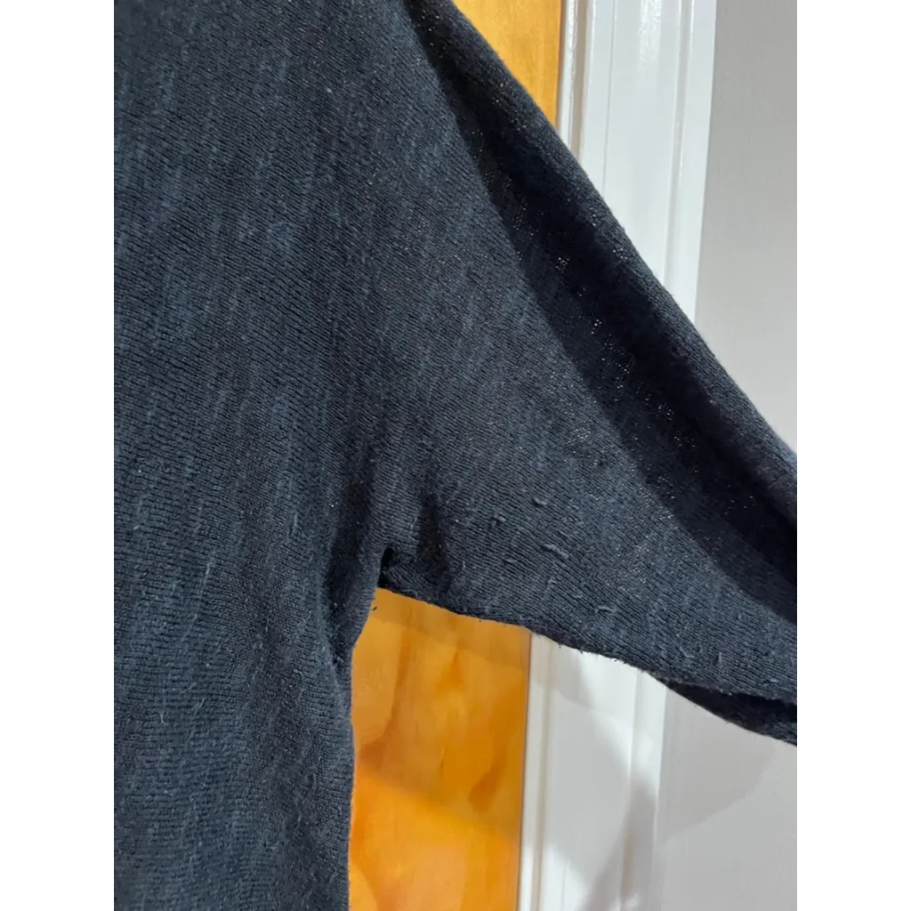 Eileen Fisher Black Lagenlook Boxy Dolman Small Organic Linen/Cotton Sweater - Image 2