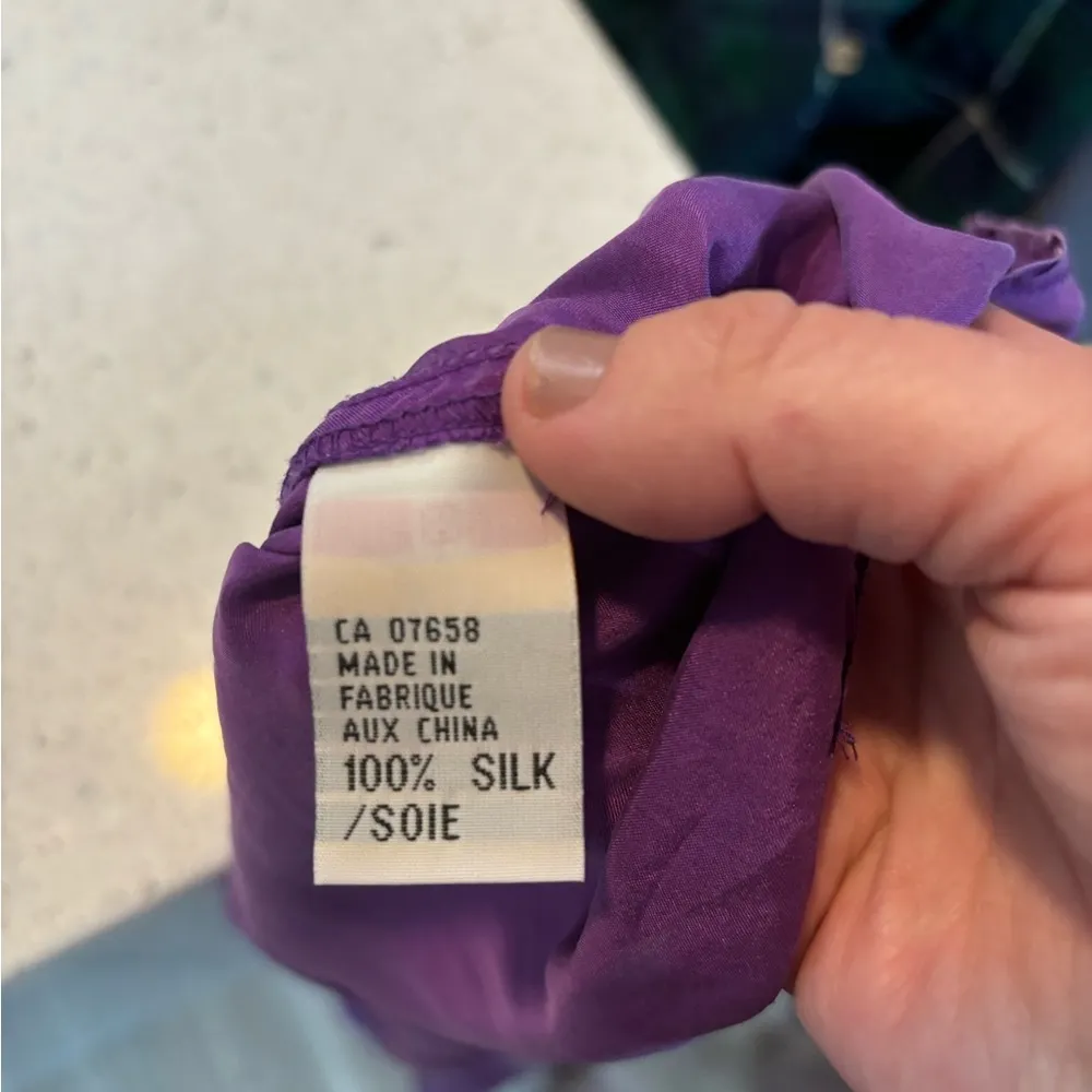 Vintage Stunc Silks Purple Silk Blouse With Hood Size Small - Image 3