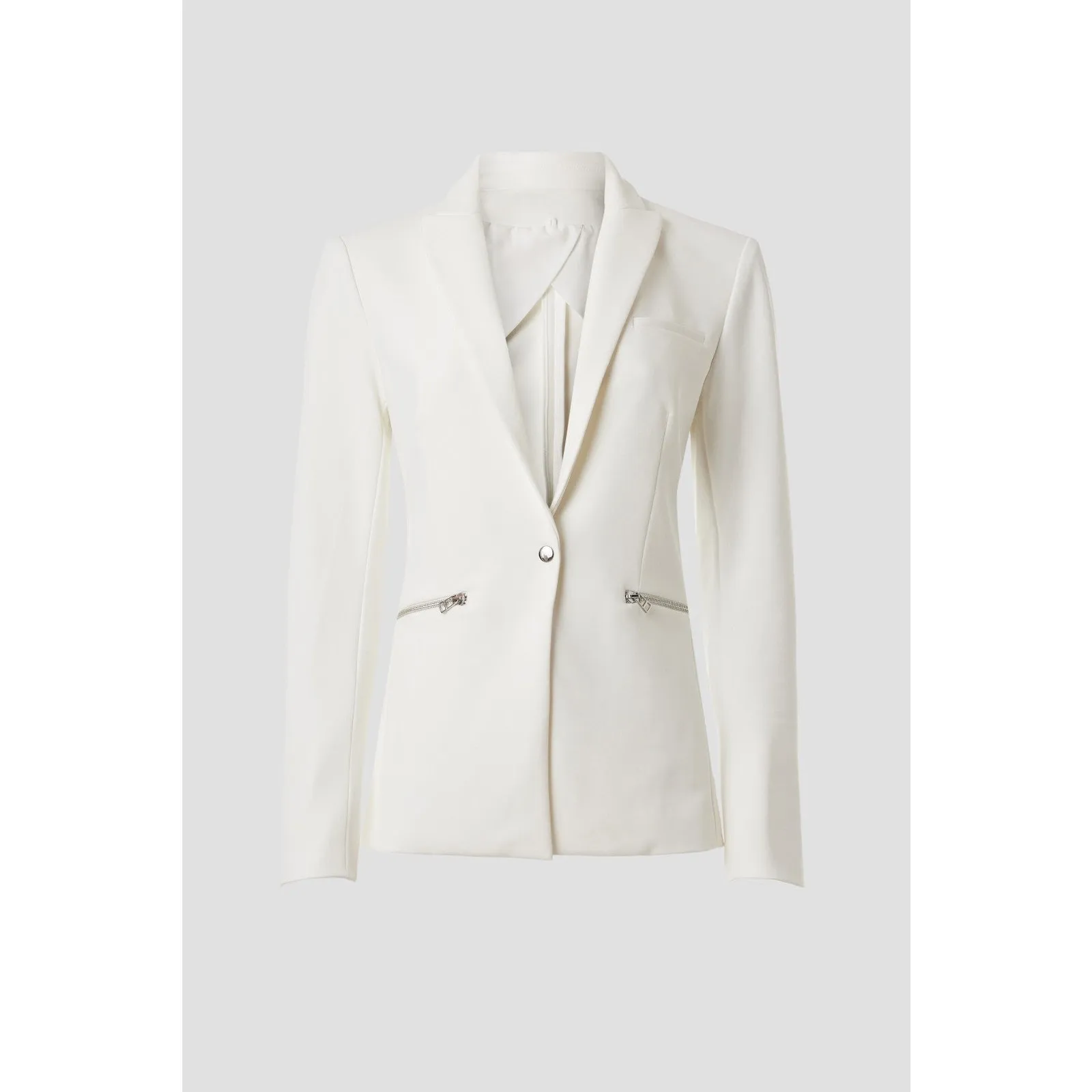 Veronica Beard White Scuba Zip Pocket Dickey Office Travel Blazer Jacket Size 6 - Image 3