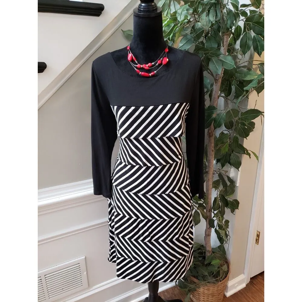 White House Black Market Womens Rayon Round Neck Long Sleeve Knee Length Dress L - Image 11