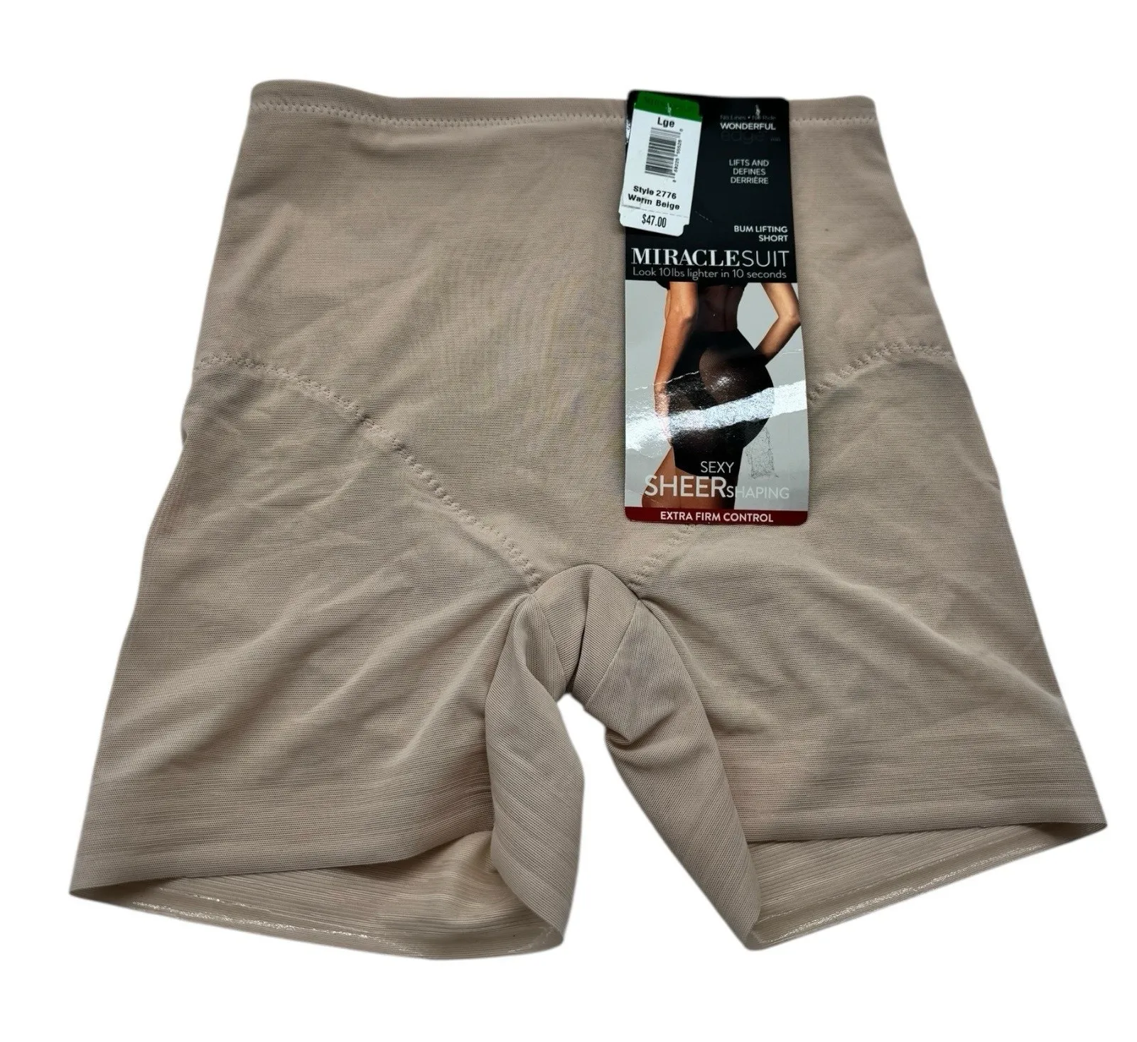 NWD Miraclesuit Bum Lifting Short Warm Beige Size Large Sheer Shaping Extra Firm - Image 1