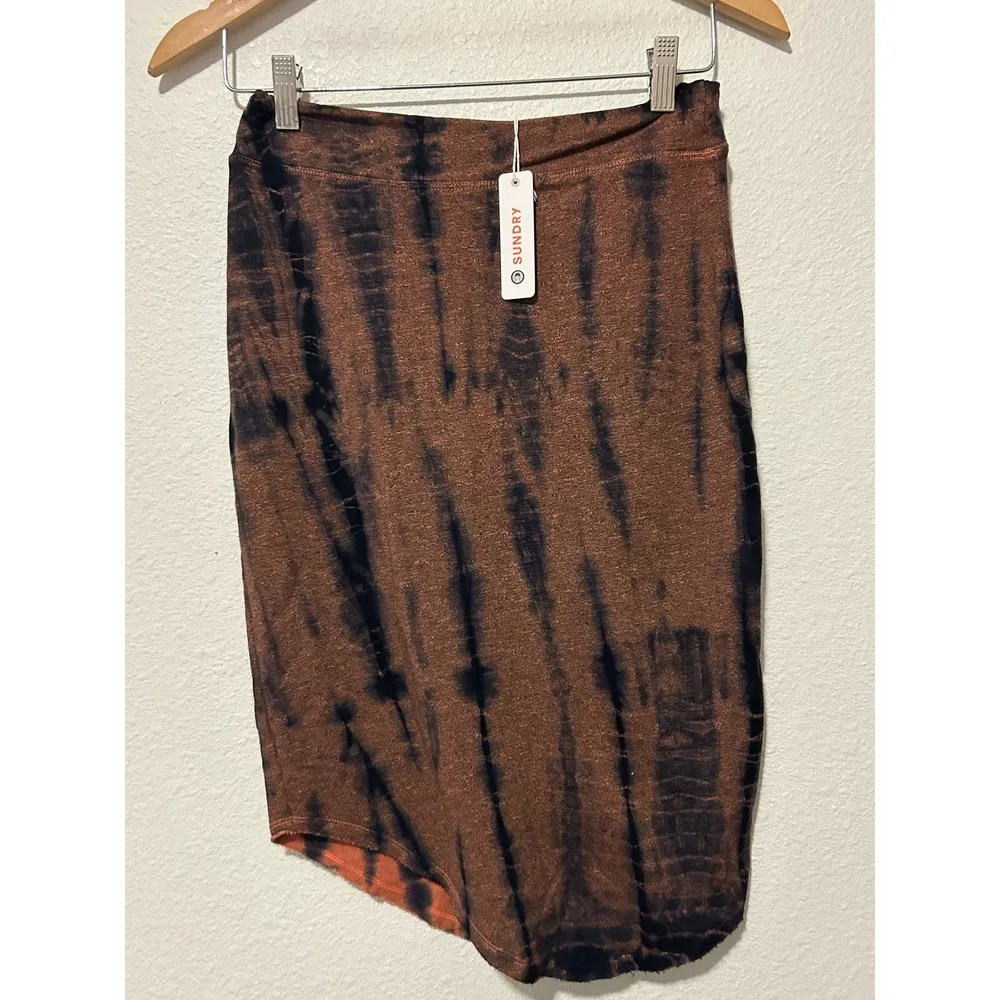 NEW Sundry Women's Size 1 Small Skirt Tie Dye Bleach Pull On Stretch Made in USA - Image 6