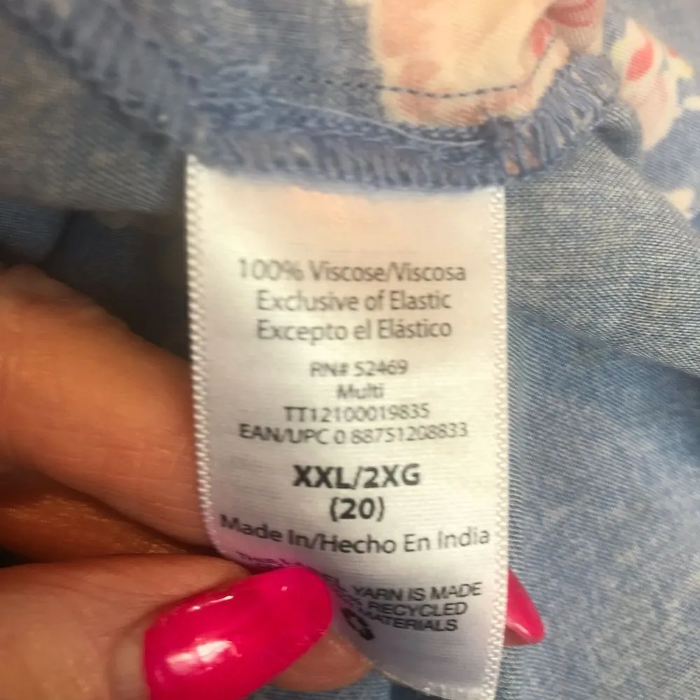 Time and Tru XXL Blue and Pink Floral Dress - Image 6