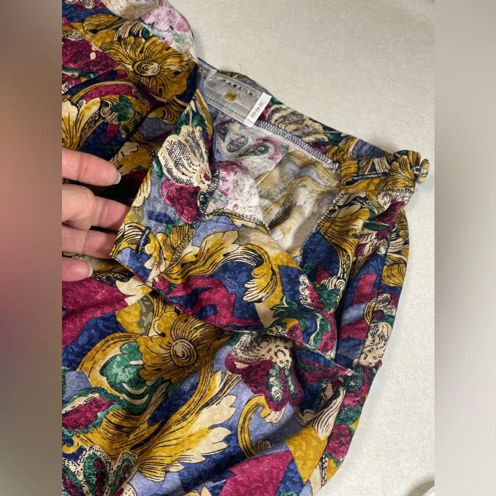 Worthington Petite Women's Vintage Paisley Pleated Front Midi Skirt Size 14P - Image 8