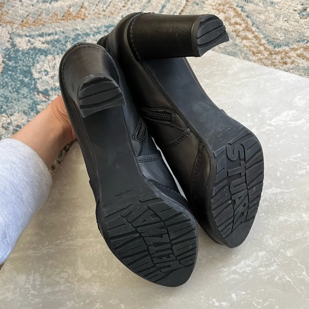 [Stuart Weitzman] Black Leather Ankle Moto Boots - Image 7