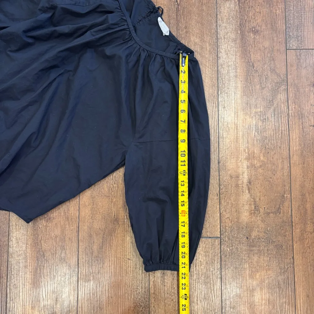 EVERLANE $55 The Ruched Air Blouse Women's Size 16 Black 100% Cotton Minimalist - Image 9