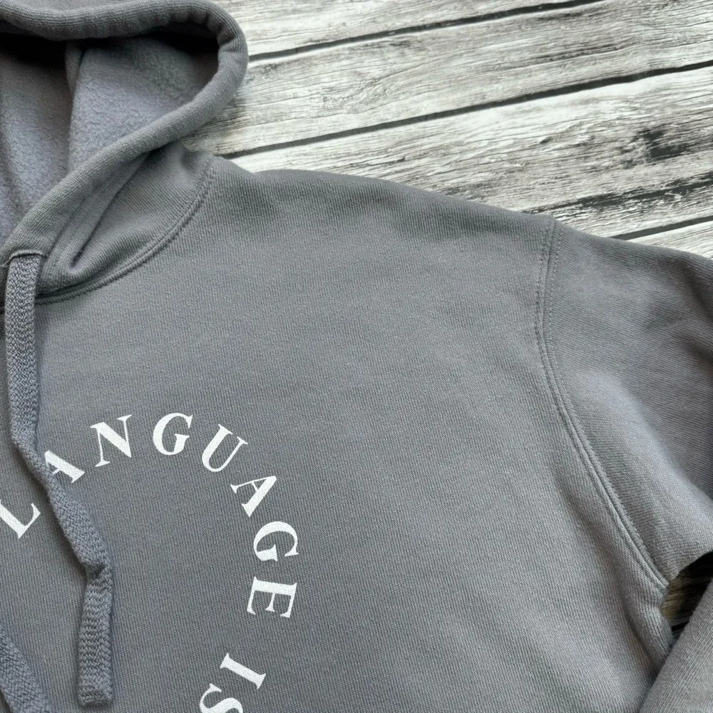 Girls Gotta Eat Women's Oversized Cropped Pullover Hoodie S SM Small Grey Gray White - Image 6