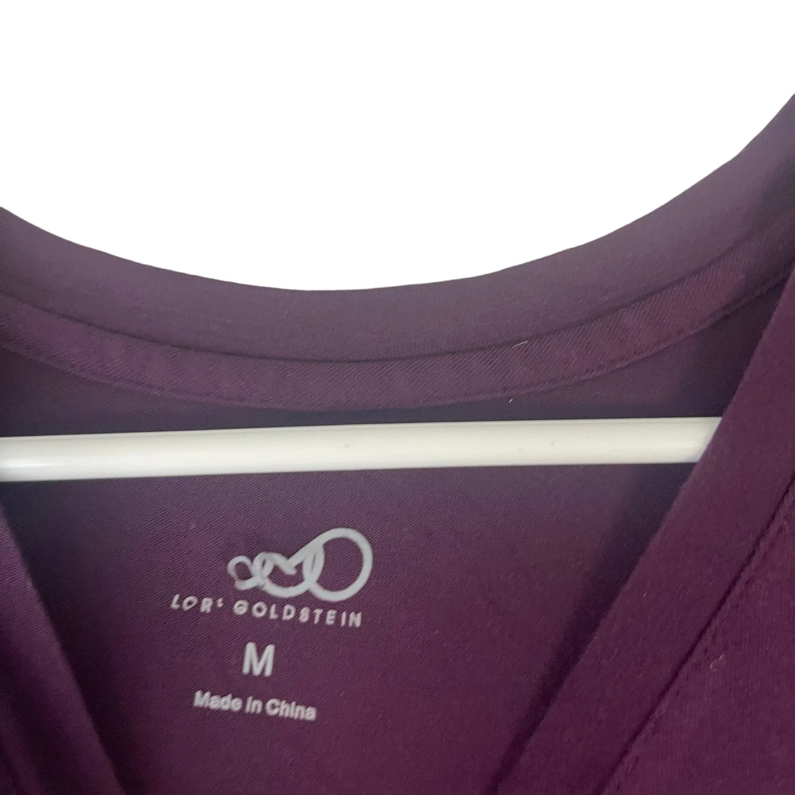 LOGO Lori Goldstein Women's Size Medium Dark Purple Long Sleeve Soft V Neck‎ Top - Image 5