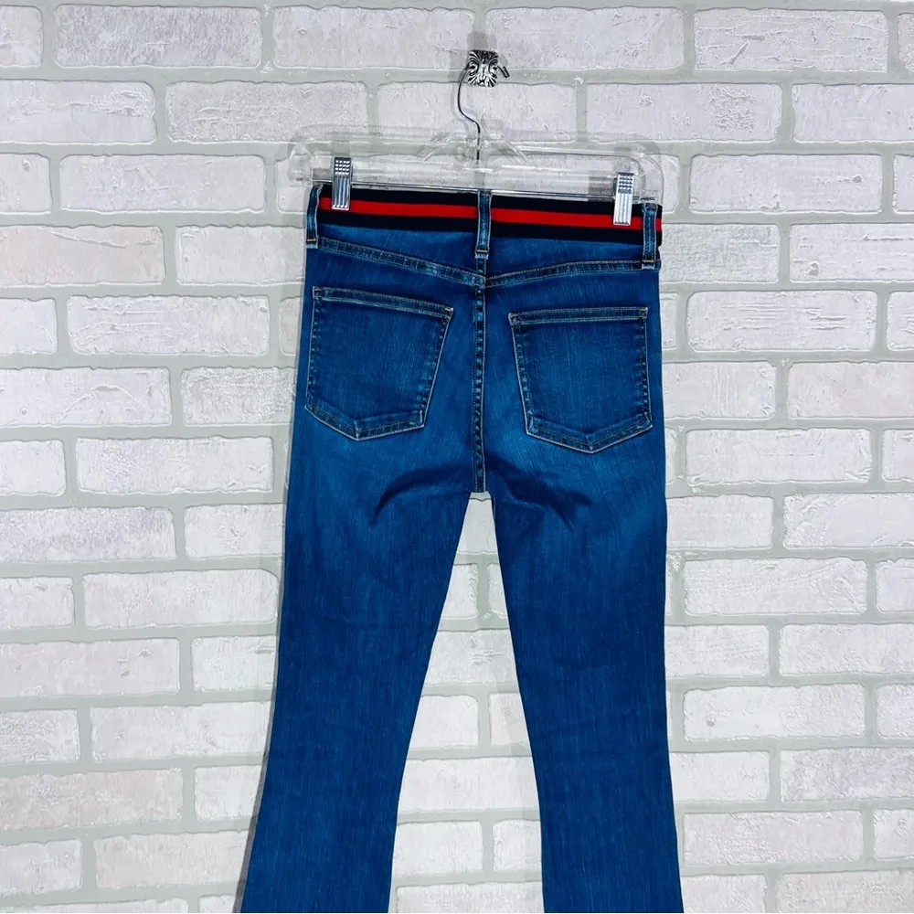Veronica Beard Carolyn 10” Baby Boot Tuxedo Stripe Jeans Blue Tidal Size 24 - Image 11