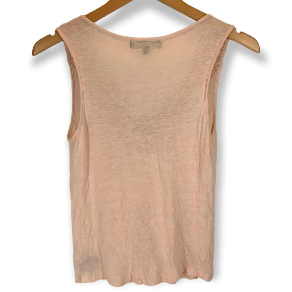 Sanctuary | XS | 100% Linen Pink Mesh Shoulder Lace Up Collar Tank - Image 4