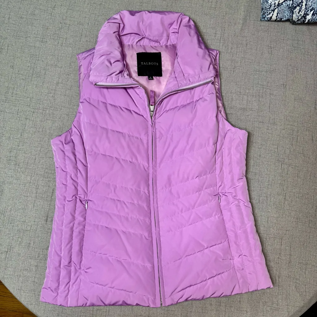 Talbots Purple Down Puffer Vest Winter Jacket Coat Size Medium - Image 12