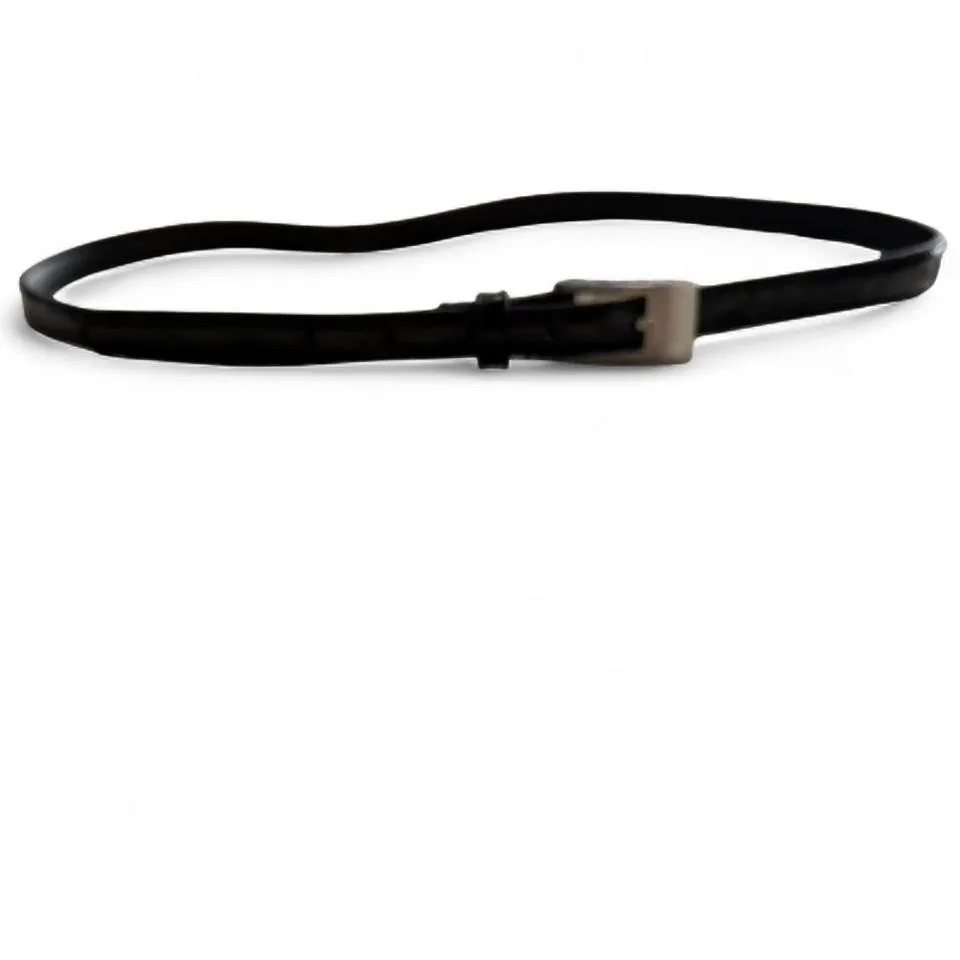 Vintage Thin Faux‎ Leather Belt Black Size L - Image 4