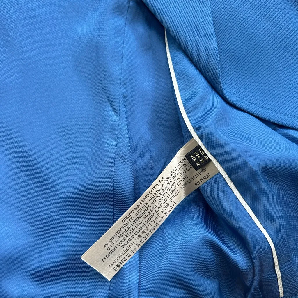 NWT Massimo Dutti Stonewashed Blue Biker Moto Jacket Size USA 10 Asymmetrical - Image 8