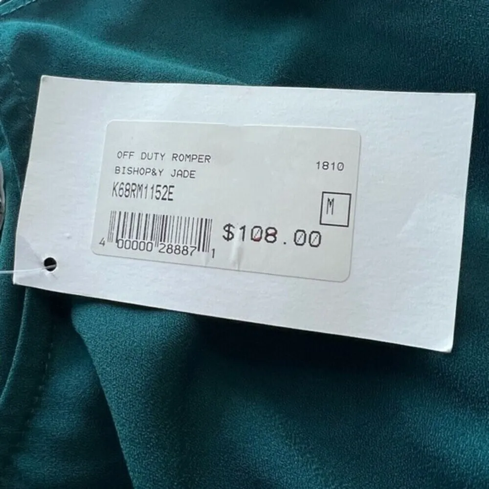 BISHOP + YOUNG Off Duty Teal Cold Shoulder Open Back Crepe Belted Romper M. - Image 6