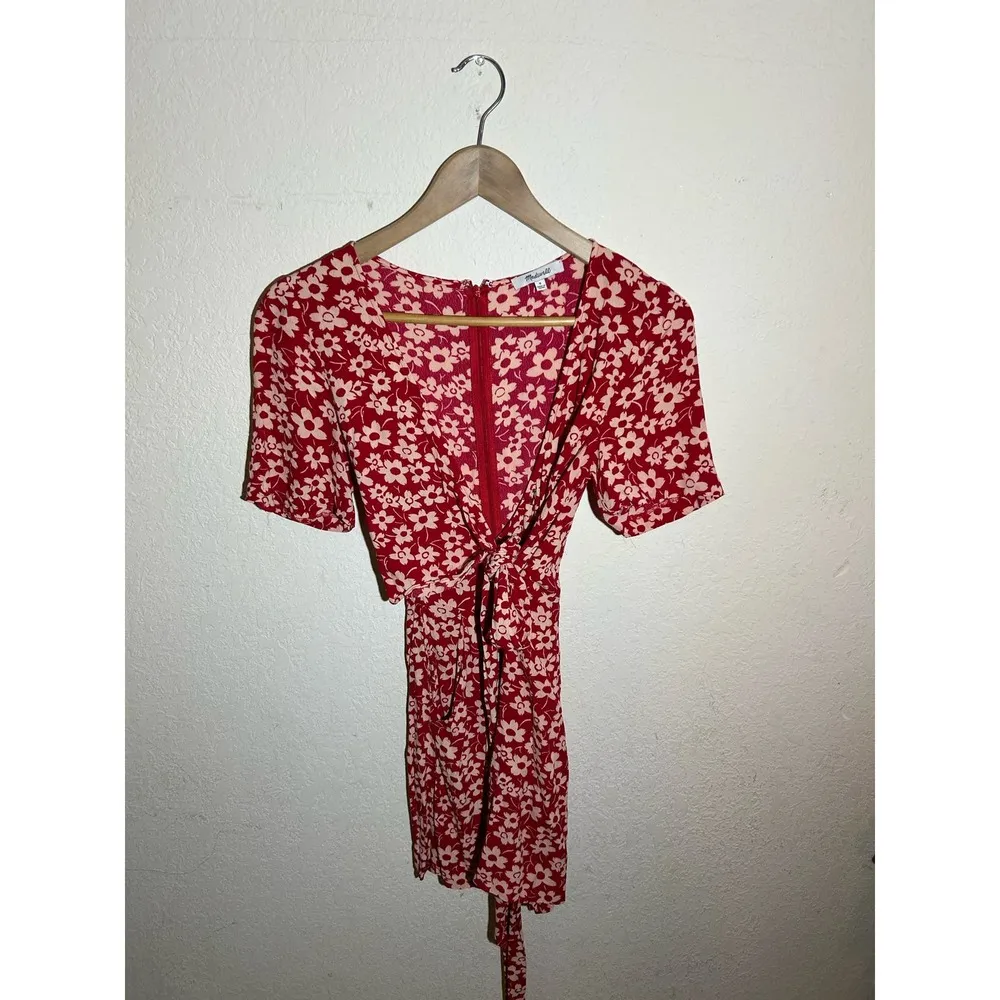 $160 NWOT Madewell Wrap-Front Romper In‎ Mini Daisy Size 0 - Image 2