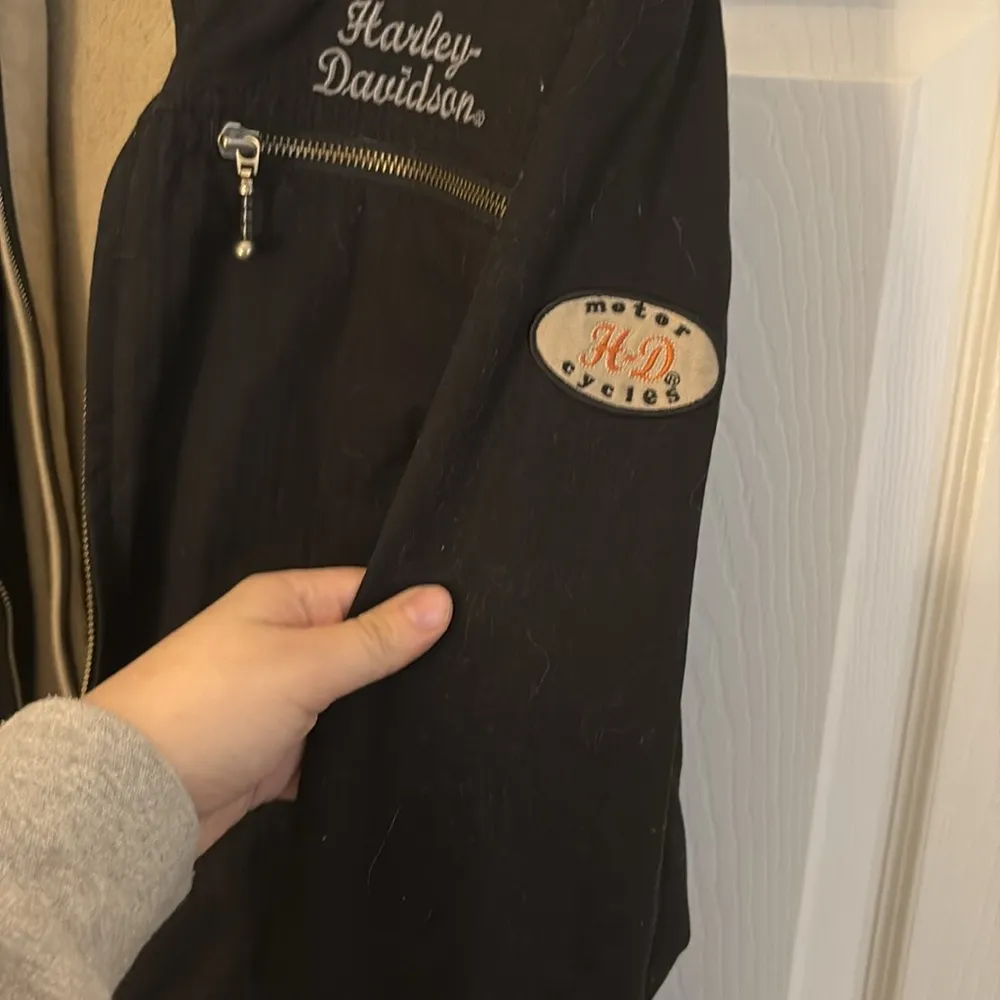 HARLEY DAVIDSON Black Zip Up Detachable Vest Size Large Motorcycle Jacket - Image 8