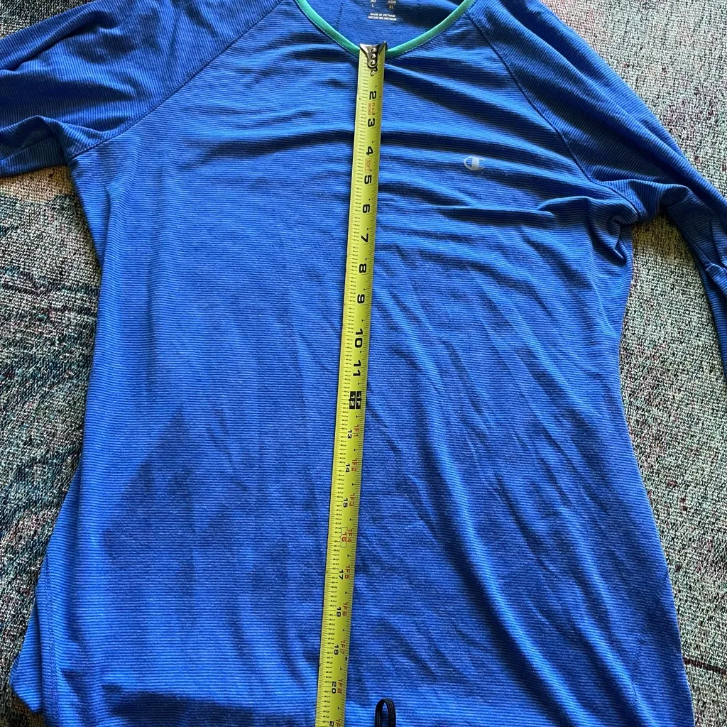 Champion Blue and Mint Green Sweatshirt SZ L Athletic Longsleeve Performance Top - Image 13