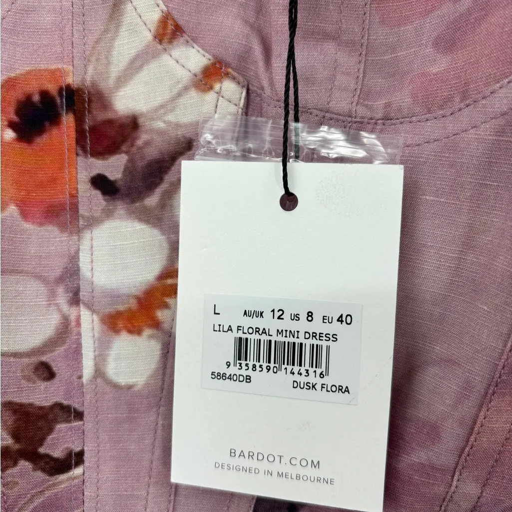 Bardot Lila Floral Corset Long Sleeve Mini in Dusk Flora - Image 4