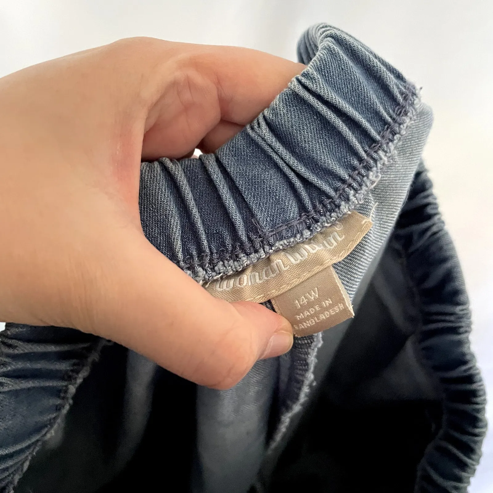 Woman Within elastic waist casual denim pants large pocket women's size 14W - Image 7