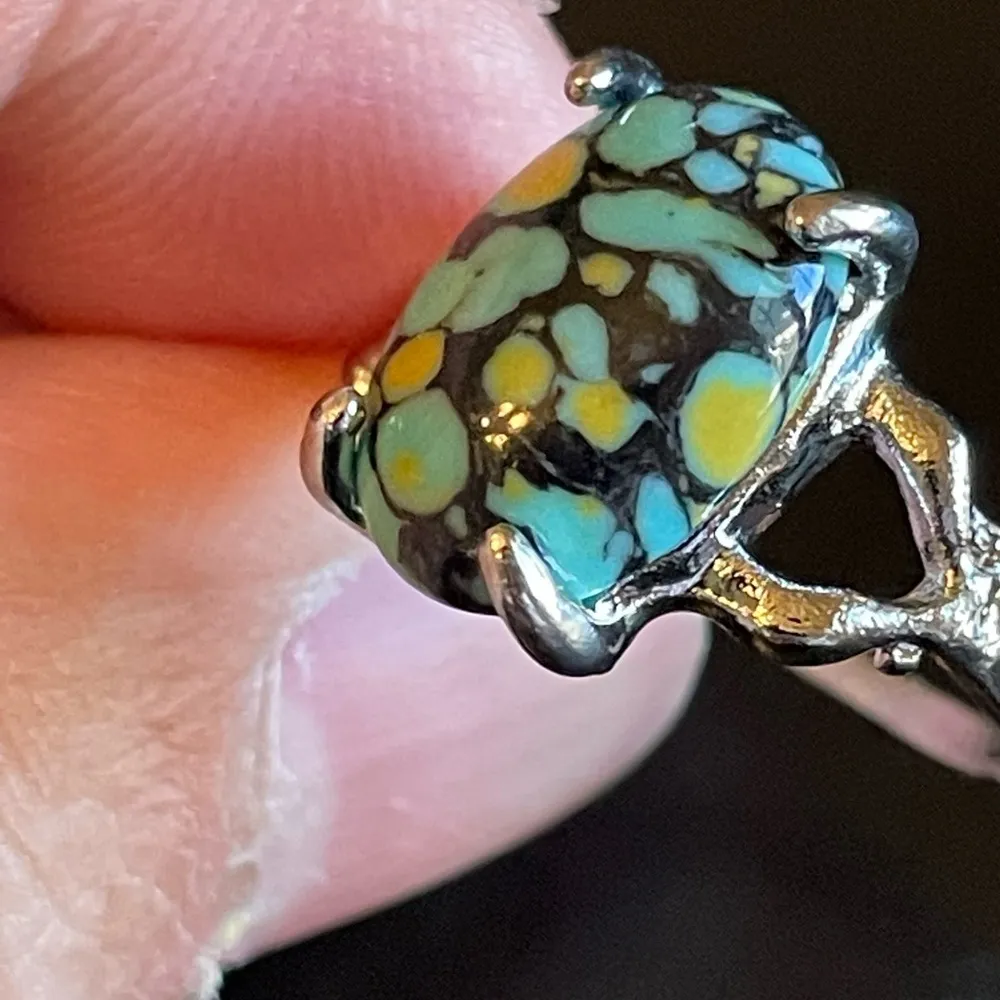 Mixed 3 color gemstone S925 silver ring size 8.25 - Image 7