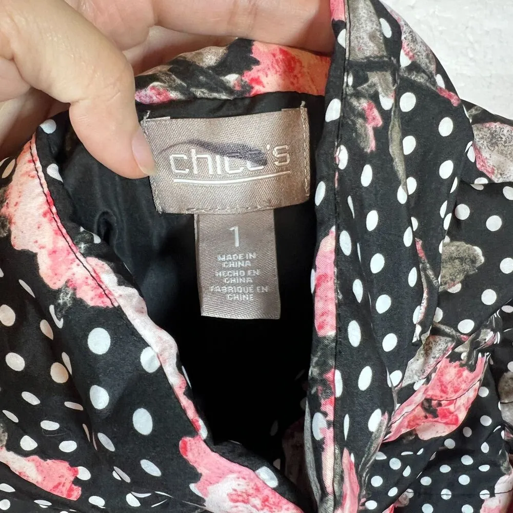 Puffer Jacket Medium Floral Polka Dot Lightweight - Image 2