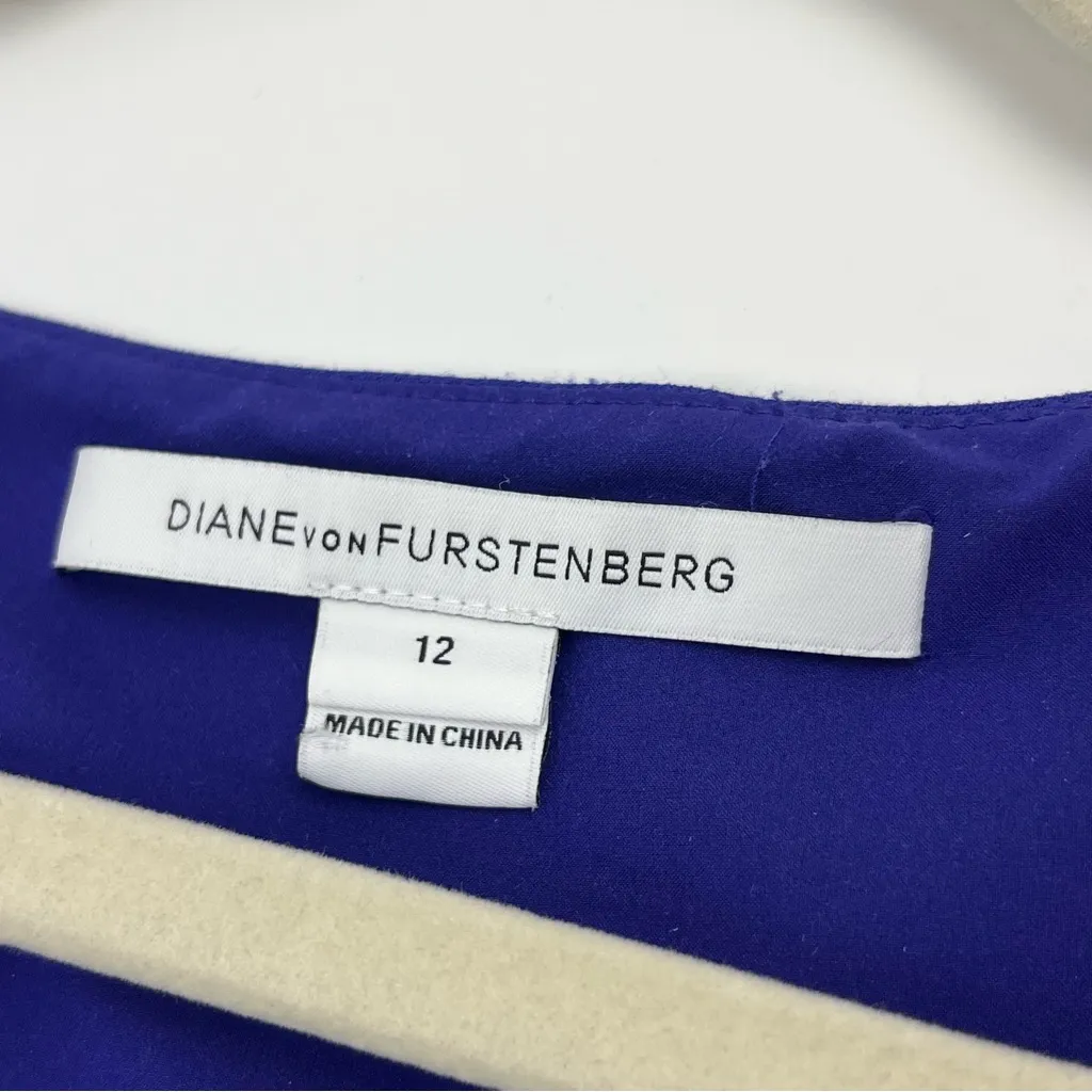 Diane Von Furstenberg Bevin Royal Blue Sheath‎ Ruched Dress Womens Size 12 *FLAW - Image 2