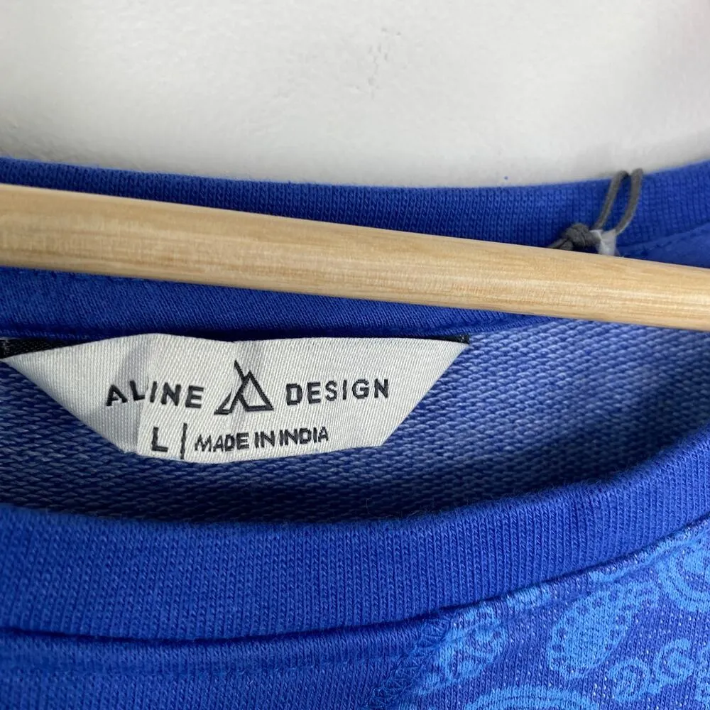 Alpine Design Bandana Print Blue French Terry Short Sleeve Tee Womens Large - Image 8