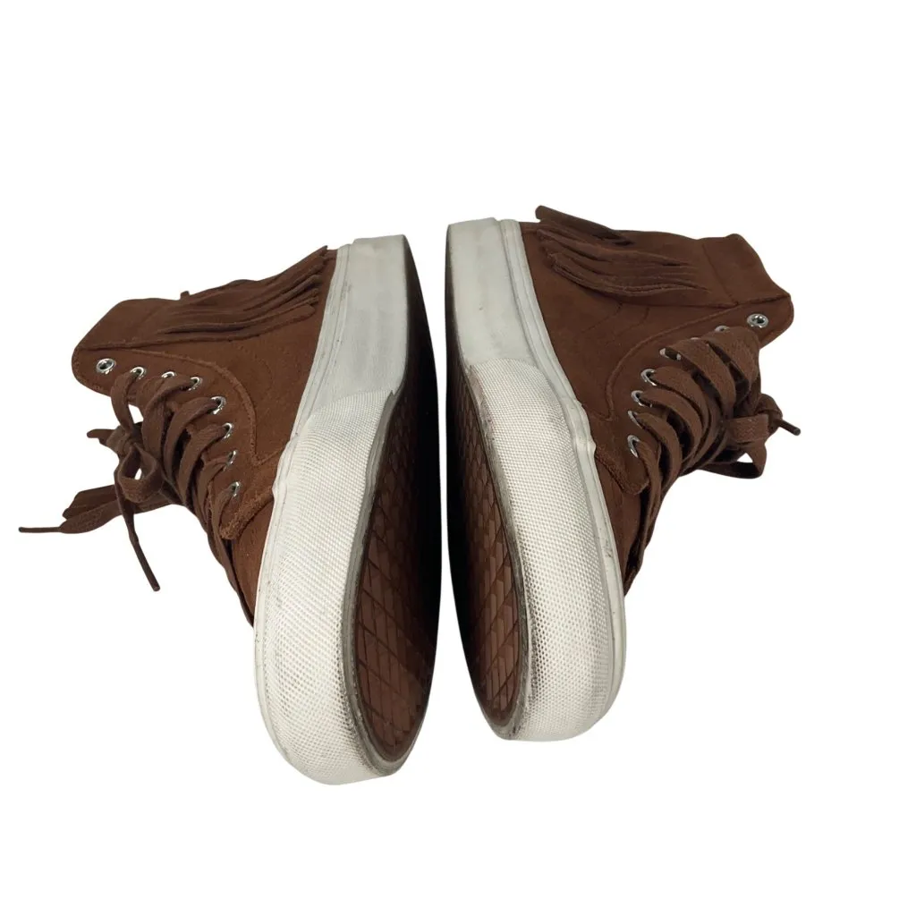 Vans Brown Suede Fringe High Top Skate Shoes women’s  9  men’s 7.5 boho festival - Image 8